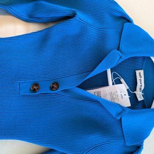 Vivid Blue Ribbed Knit Midi Dress